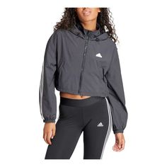 (WMNS) adidas Future Icons 3-Stripes WIND.RDY Jacket Asia Sizing 'Black White' IS3660 Adidas Windbreaker, Ripstop Fabric, Windbreaker Jacket, Black Adidas, Gym Outfit, Everyday Outfits, Adidas Jacket, The Go, Loose Fitting