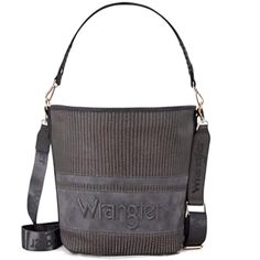 Woven Gray Wrangler Bucket Handbag Bucket Handbags, Handbag Purse, My Closet, Womens Tote Bags, Black Gray, Satchel, Black And Grey, Bag Lady, Purse