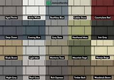 the different colors of roofing shingles and sidings in various styles, sizes and colors