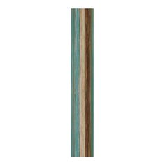 a tall wooden pole with blue and brown stripes