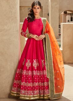 The Suits, Silk Anarkali, Bride Jewelry Set, Designer Anarkali Suits, India Dress, Organza Dupatta, Anarkali Suits, Pink Silk