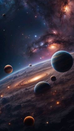 an artist's rendering of the planets in outer space