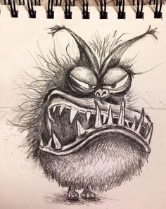 a drawing of a monster with its mouth open