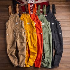 Vintage Casual Multi-Pocket Jumpsuits – stylesock Cargo Overalls, Overall Men, Ropa Upcycling, Men Jumpsuit, American Street, Pocket Jumpsuit, Shirt Casual Style, Overalls Pants, Mens Cargo