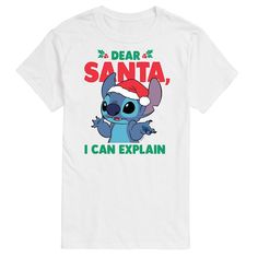 Update your holiday wardrobe with this fun Disney's Lilo & Stitch Big & Tall Drear Santa Graphic Tee. © Disney Update your holiday wardrobe with this fun Disney's Lilo & Stitch Big & Tall Drear Santa Graphic Tee. © Disney FEATURES Crewneck Short sleeveFABRIC & CARE Solid colors: cotton; Heather colors: cotton, polyester Machine wash Imported Size: 4XB. Color: White. Gender: male. Age Group: adult. Santa Graphic, Santa I Can Explain, Winnie The Pooh Christmas, I Can Explain, Blue Crew, Lilo Stitch, Disney Lilo, Holiday Wardrobe, Dear Santa