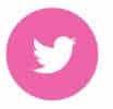 the twitter logo is pink and has a white bird on it's back side