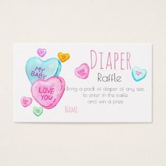 a watercolor drawing of hearts with the words diaper raffle written on it