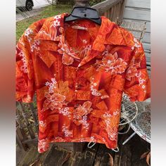 Royal Hawaiian Floral Shirt Mens L Button Down Red Orange Yellow Polyester Vtg 60s 70s Vintage 1960s 1970s. Button Down Short Sleeve Shirt. 100% Polyester. Nwot. New Without Tags. One Front Pocket. Measurements Are Approximate: Underarm To Underarm - 24”, 48” Shoulder To Hem - 27” No Stains, Fading, Rips, Tears, Or Holes. See Pictures For Additional Details Of Condition. Smoke Free Home. Hawiian Shirts, Floral Hawaiian Shirt, Button Down Short Sleeve, Streetwear Mens, Red Orange Yellow, 90s Streetwear, Compression Pants, Hawaiian Style, 70s Vintage