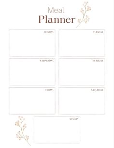 a meal planner with flowers on it