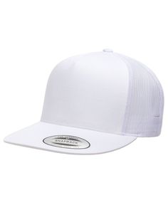 the white trucker hat is shown on a white background