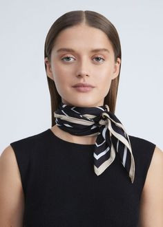 Crafted from pure Italian silk, this scarf renders the L148 L Beam icon with bold, graphic lines in a modern motif. It's cut in a generous square shape to knot, fold or tie with ease. Details: Made in Italy Hand-rolled edge finish Signature L Beam icon print Square: 35" X 35" 100% Silk; Italy Dry clean only Double Wrap Belt, Neck Scarf Tying, Scarf Knots, Silk Scarf Style, Silk Neck Scarf, Head Scarf Styles, Silk Twill Scarf, Belt Style, Stripe Silk