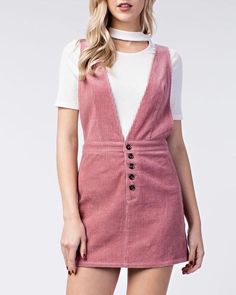 HONEY BELLE - overall dress - pink Dress With Thick Straps, Gold Velvet Dress, Belle Dresses, Floral Velvet Dress, Navy Blue Mini Dress, Kimono Wrap Dress, Tennis Skirt Outfit, Corduroy Overall Dress, Honey Punch