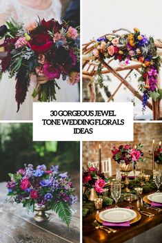 wedding flowers and candles are arranged on the table