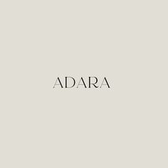 the word adara written in black on a white background