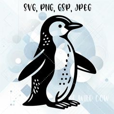 a black and white penguin with the words love, no go, spec on it