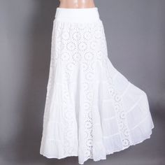 Material: 100% Cotton * Lined * White Tube Top Is Not Included * Fold Over Skirt * 2900 Measurement: Size S Waist: 26"-28" Hip: 36" Total Length: 36" Size M Waist: 28"-30" Hip: 38" Total Length: 36.5" Size L Waist: 30"-32" Hip: 40" Total Length: 37" White Maxi Skirt For Summer Beach, White Maxi Skirt For Spring Vacation, White Maxi Skirt For Vacation In Spring, White Maxi Skirt For Beach Vacation, White Tiered Skirt For Beach Season, Fitted White Maxi Skirt For The Beach, Elegant Cotton Skirt For Vacation, Elegant Beach Maxi Skirt For Beach Season, Elegant Beach Maxi Skirt