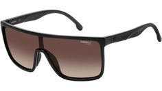 Carrera sunglasses model 8060/S color code 807 HA Black. These Carrera sunglasses have an active style with bold contrasts of colours and materials. The front is a full coverage mask with tinted or shaded single lens, also in mirrored or polarised versions. The rubber inserts and Carrera 'C' stand out on the polyamide temples, for an accessory with an extremely sporty look. Active Style, Carrera Sunglasses, Sunglasses Model, Ski Goggles, Brown Shades, Sunglasses & Glasses, Sporty Look, Color Code, Face Shapes