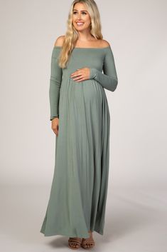 https://www.pinkblushmaternity.com/p-60658-sage-off-shoulder-long-sleeve-maternity-maxi-dress.aspx?DepartmentID=1 Sage Green Maxi Dress Maternity, Maternity Dress For Plus Size Women, Sage Green Pregnancy Dress, Fall Baby Shower Dress For Mom, Green Baby Shower Dress, Sage Maternity Dress, Fall Baby Shower Outfit For Mom, Sage Green Maternity Dress, Baby Shower Outfits For Mom Winter