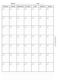 the printable calendar is shown in black and white, with lines on each side