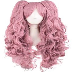 a wig with long pink hair and bangs