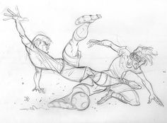 Football Poses Drawing, Rodolphe Guenoden, Sketch Action Poses, Poses Drawing, Human Figures, Action Pose, Character Design Sketches