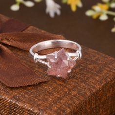 Beautiful Strawberry Quartz Ring, 925 Sterling Silver Ring, Star Shape Ring, Celestial Ring, Prong Set Ring, Premium Ring, Father's Day Gift Product & Gemstone Detail: Gemstone: Strawberry Quartz Stone Size: 12mm Shape: Star This Product can be gifted on the following Occasions:- Birthday Gift, Anniversary Gift, Wedding Gift, Baby Shower Gift, Graduation Ceremony, Friendship Day Gift, Daughter's Day Gift, Mother's Day Gift, Valentine's Day Gift, Christmas Gift, Thanks Giving Day FAST, FREE SHIPPING AND HANDLING TIME Handling Time - We will dispatch your item within one working day after confirmation of order. FEEDBACK Feedback & DSR (Detailed Seller Ratings). We Strive for 100%Customer Satisfaction and we love to leave positive feedback's for our buyers. Negative feedback is not a solution Sterling Silver Star-shaped Jewelry With Prong Setting, Sterling Silver Star Jewelry With Prong Setting, Star-shaped Gemstone Rings For Gifts, Silver Star-shaped Crystal Promise Ring, Silver Star-shaped Crystal Ring Gift, Fine Jewelry Star-shaped Ring For Gift, Fine Jewelry Star Shaped Rings For Gifts, Sterling Silver Star-shaped Promise Ring, Sterling Silver Star Shaped Promise Ring