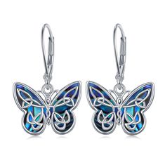 PRICES MAY VARY. Celtic Butterfly Earrings Design: These Silver Butterfly Earrings are intricately designed with a stunning butterfly pattern, skillfully crafted to represent transformation and hope. The delicate Butterfly Earrings are composed of abalone shell, imparting a sense of refinement and grace to the Butterfly Dangle Earrings appearance. Sterling Silver Butterfly Earrings Material: These Leverback Butterfly Earrings are made of 925 sterling silver with a lever-back clasp, which ensures Celtic Butterfly, Celtic Knot Earrings, Butterfly Dragonfly, Silver Butterfly Earrings, Delicate Butterfly, Earrings Design, Bee Earrings, Knot Earrings, Silver Butterfly