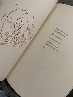 an open book with some drawings on it