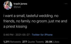 the tweet is posted to someone on their cell phone, and it looks like they're getting married