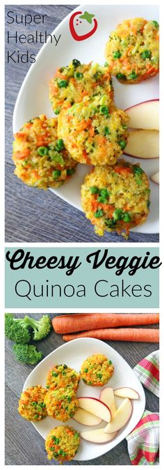 Cheesy Veggie Quinoa Cakes | Healthy Ideas for Kids Recipes Illustration, Lunchbox Meals, Cheesy Quinoa, Quinoa Cakes, Veggie Quinoa, Fingerfood Baby, Veggie Cakes, Quinoa Cake, Super Healthy Kids