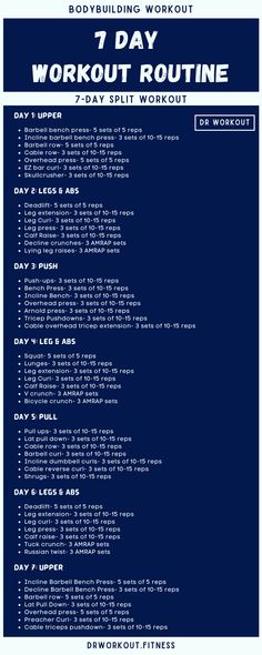 the workout routine is shown in blue and white, with instructions on how to do it