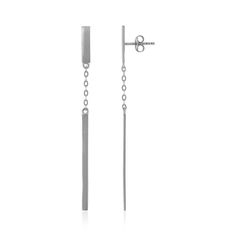 Simple and timelessly elegant, these 14k white gold drop earrings feature polished bars suspended by fine chain from simple rectangles. Post earrings are held in place by pushback clasps. Jewelry Accessories Aesthetic, Jewelry Tattoo Designs, Aesthetics Jewelry, Drawing Jewelry, Jewelry Tattoos, Earrings With Chain, White Gold Drop Earrings, Yellow Gold Drop Earrings, Ring Jewellery Design