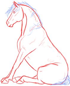 a drawing of a horse sitting down