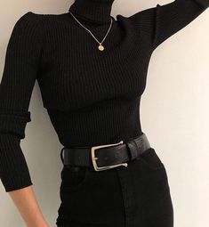 Academia Aesthetic Outfit, Black Turtleneck, Trend Fashion