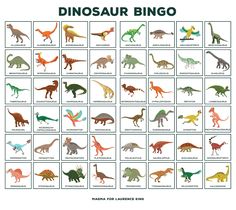 an image of dinosaurs in different colors and sizes