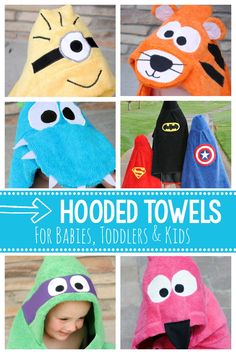 hooded towels for babies, toddlers and kids that are easy to sew with