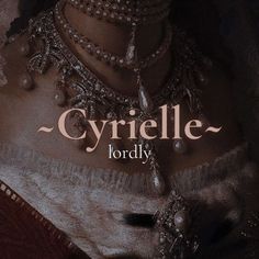 an advertisement for cyrielle lordly's jewelry collection is shown in this image