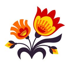 two flowers with leaves and hearts on the stems are depicted in this stylized logo design