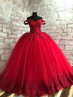 Wedding Dress Cinderella, Red Lace Wedding Dress, Dress Arabic, Custom Bridal Dress, Gothic Prom Dress, Red Wedding Gowns, Puffy Wedding Dresses, Prom Dress Red, Red Lace Prom Dress