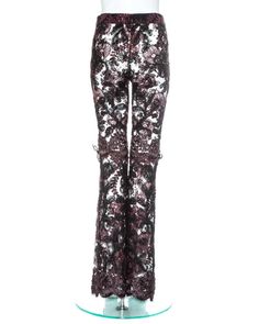 For Sale on 1stdibs - Gucci by Tom Ford purple embroidered lace and silk flared evening pants with leather ribbon bows on knees Fall-Winter 1999 Evening Pants, Gucci By Tom Ford, Sheer Leggings, On Knees, Embroidered Lace, Ribbon Bows, Bahamas, Tom Ford, Pajama Pants