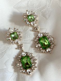 The Ravenna Earring in Green Tourmaline – V. Chapman Sparkling Green Crystal Jewelry, Elegant Crystal Gemstone Earrings For Party, Crystal Gemstone Earrings For Parties, Party Earrings With Gemstone In Crystal, Green Sparkling Jewelry For Party, Party Earrings With Gemstone Crystals, Sparkling Green Jewelry For Party, Crystal Jewel Drop Earrings, Crystal Jeweled Earrings For Formal Occasions