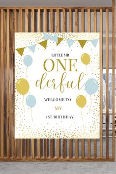 a birthday card with balloons and confetti on it in front of a gate