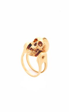 18k Yellow Gold Skull Ring with a Moving Jaw For larger sizes, please inquire for the price. Diamond Evil Eye, Gold Skull, Skull Ring, Tennis Bracelet, Pendant Earrings, Moda Operandi, Ring Earrings, Gold Rings, Jewelry Rings