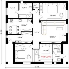 the floor plan for a two bedroom apartment with an attached kitchen and living room area