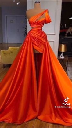 Orange Prom Dresses, One Shoulder Prom Dress, Simple Prom Dress, Glamour Dress, Formal Party Dress, Glam Dresses, Red Carpet Dresses, Long Prom Dress, Evening Dresses Prom