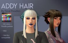 two women with white hair are standing in front of a sign that says addy hair by feral poodles