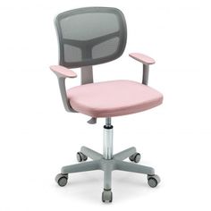 Adjustable Desk Chair with Auto Brake Casters for Kids-Pink - Adore the Decor Kids Office Chair, Kids Computer Desk, Kids Study Chair, Proper Sitting Posture, Childrens Desk And Chair, Children's Desk, Childrens Desk, Kids Desk, Kids Desk Chair