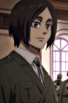 an animated image of a man with short hair and blue eyes, in uniform looking at the camera