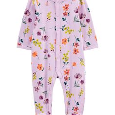 Purple Baby Floral Snap-Up Footie Sleep & Play | carters.com Soft Long Sleeve Onesie For Loungewear, Super Soft Long Sleeve Onesie For Playtime, Playful Pink Onesie For Sleep, Playful Long Sleeve Onesie For Sleepovers, Long Sleeve Super Soft Onesie For Bedtime, Super Soft Long Sleeve Onesie For Bedtime, Playful Fitted Onesie For Bedtime, Long Sleeve Onesie For Bedtime, Playful Fitted Jumpsuits And Rompers For Loungewear