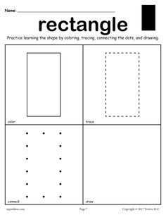 FREE Rectangle Shape Worksheet: Color, Trace, Connect, & Draw! Rectangle Worksheet, Shape Worksheet, Shape Worksheets For Preschool, Connecting Dots, Shapes Kindergarten, Shapes Preschool, Printable Preschool Worksheets